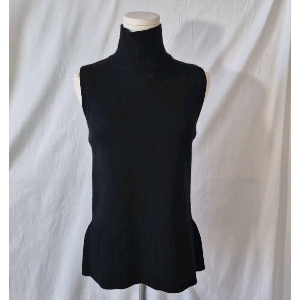 Babaton Aritzia Womens Black Turtleneck Peplum 100% Wool Sweater Top Small
